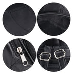 Sheepskin Leather Solid Backpack (Size 27x25x10 ) - Black & Black