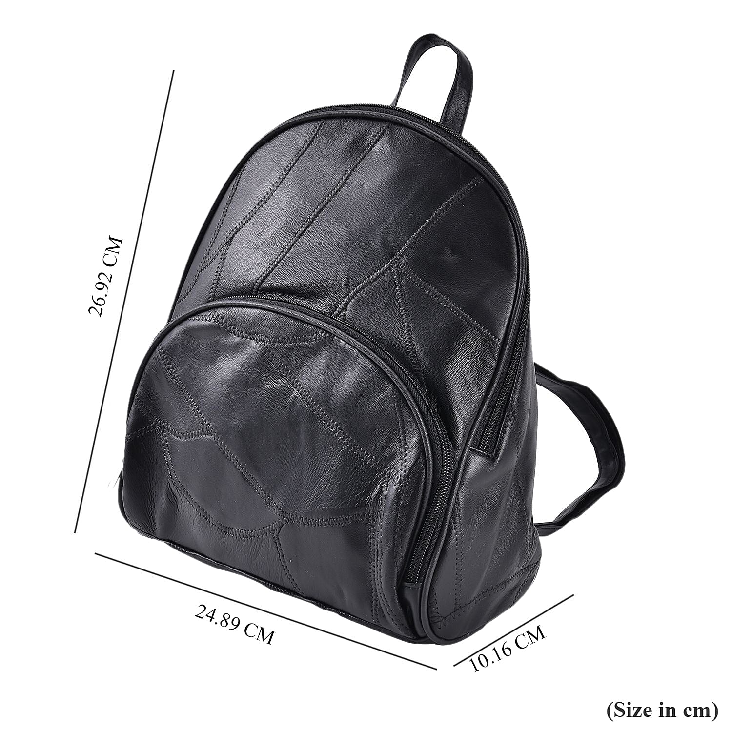 Sheepskin Leather Solid Backpack (Size 27x25x10 ) - Black & Black