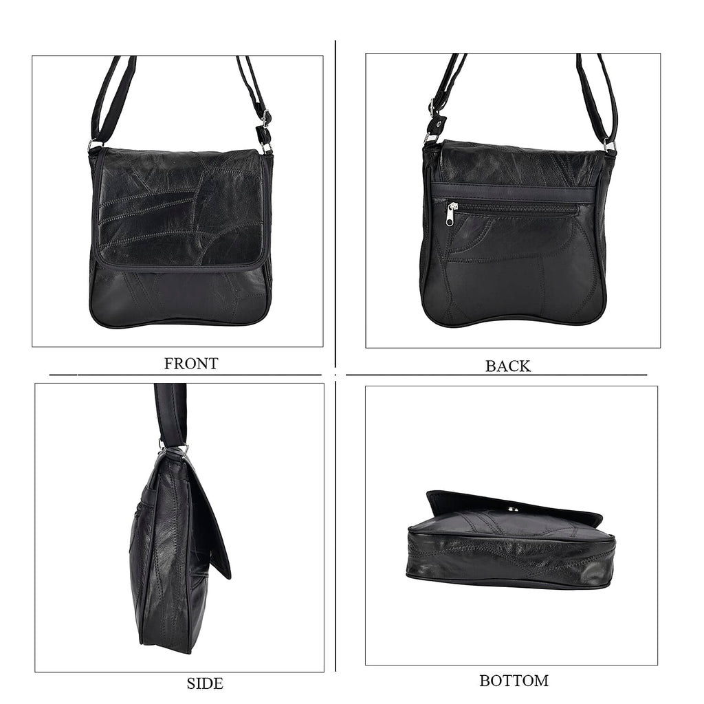 Peachwork Leather Flap Crossbody Bag - Black