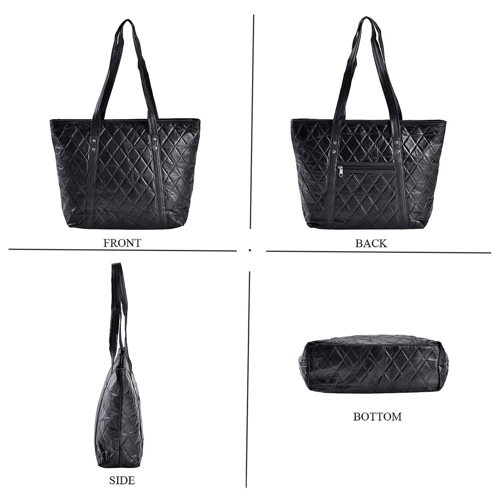 Closeout Deal - Genuine Leather Tote Bag (Size 40x30x10 cm) - Black