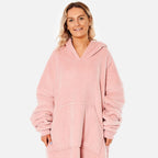 Sherpa Lined Long Length Hoodie - Pink
