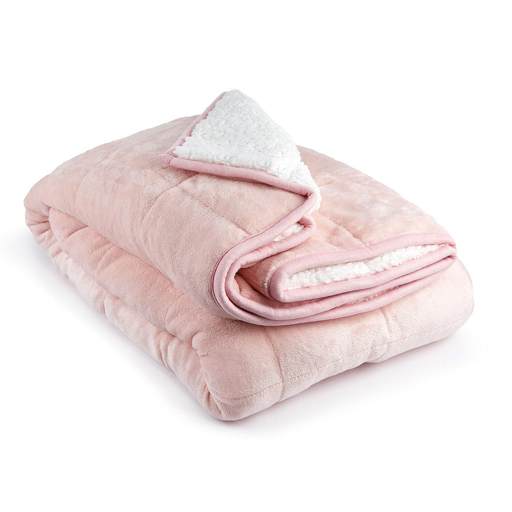 Super Soft and Fluffy Sherpa Fleece Weighted Blanket - Reassuring Weight - 6.9kg (Size 203x150cm) - Blush Pink