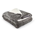 Weighted 6.9KG Fluffy Sherpa Fleece with a Soft and Smooth Plush Fleece Reverse  (Size 150x203 cm) - Grey