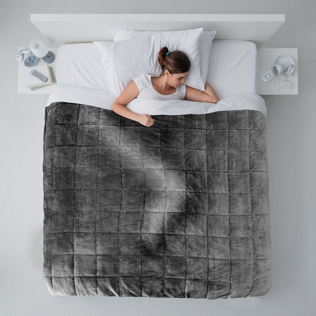 Weighted 6.9KG Fluffy Sherpa Fleece with a Soft and Smooth Plush Fleece Reverse  (Size 150x203 cm) - Grey