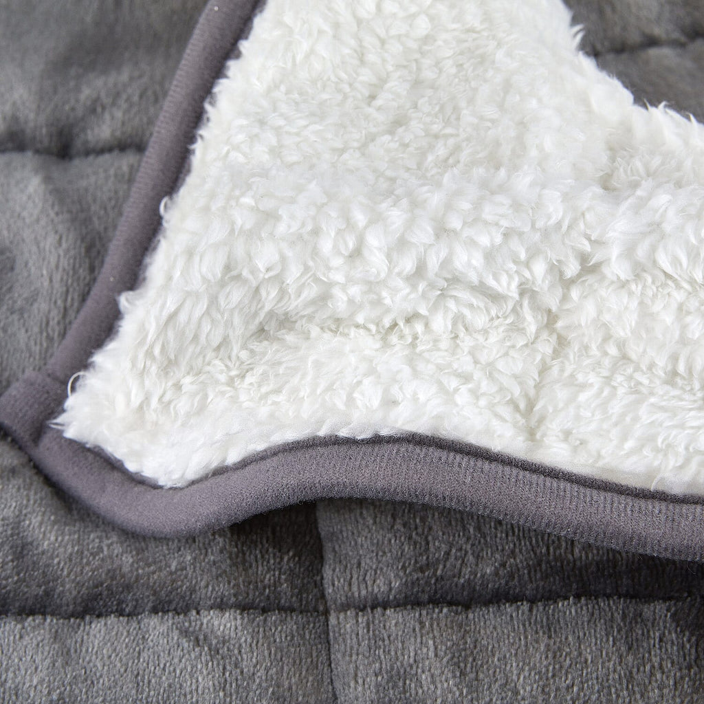 Weighted 6.9KG Fluffy Sherpa Fleece with a Soft and Smooth Plush Fleece Reverse  (Size 150x203 cm) - Grey