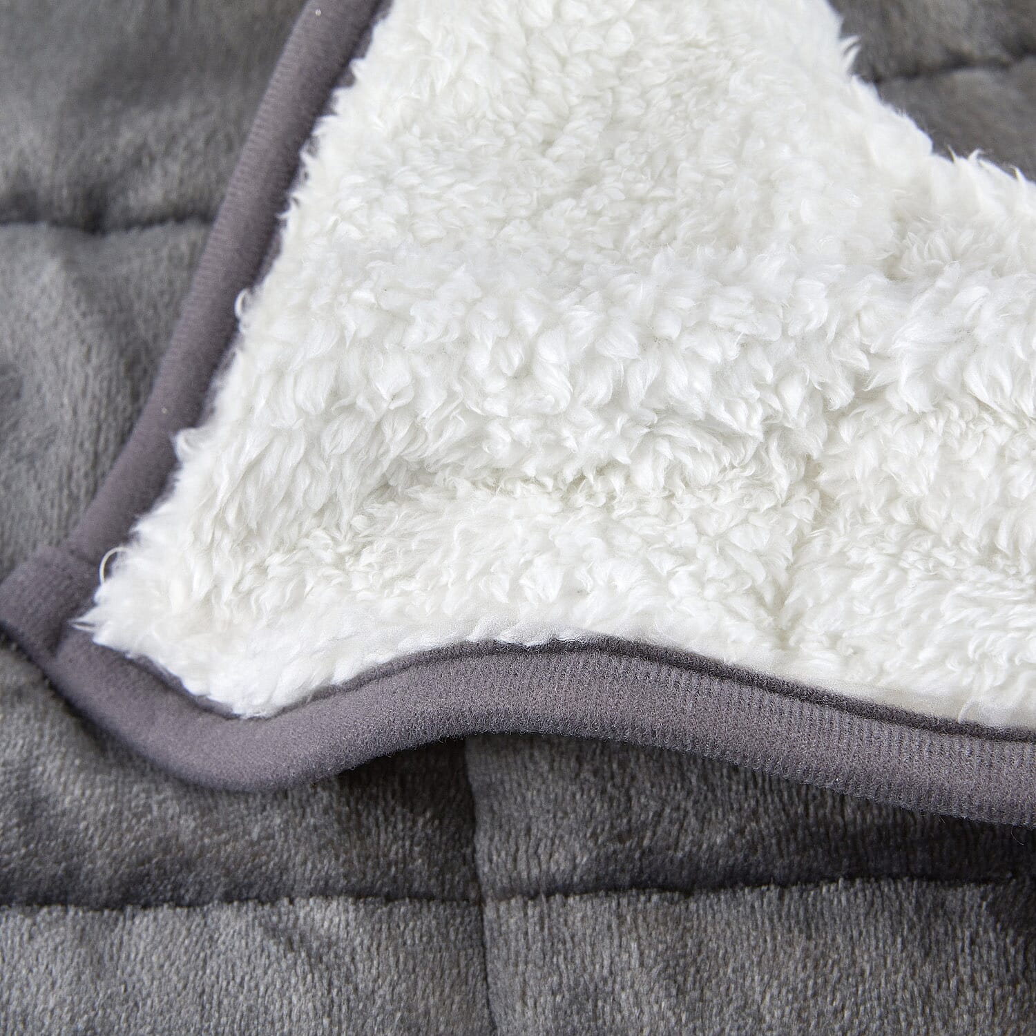 Weighted 6.9KG Fluffy Sherpa Fleece with a Soft and Smooth Plush Fleece Reverse  (Size 150x203 cm) - Grey