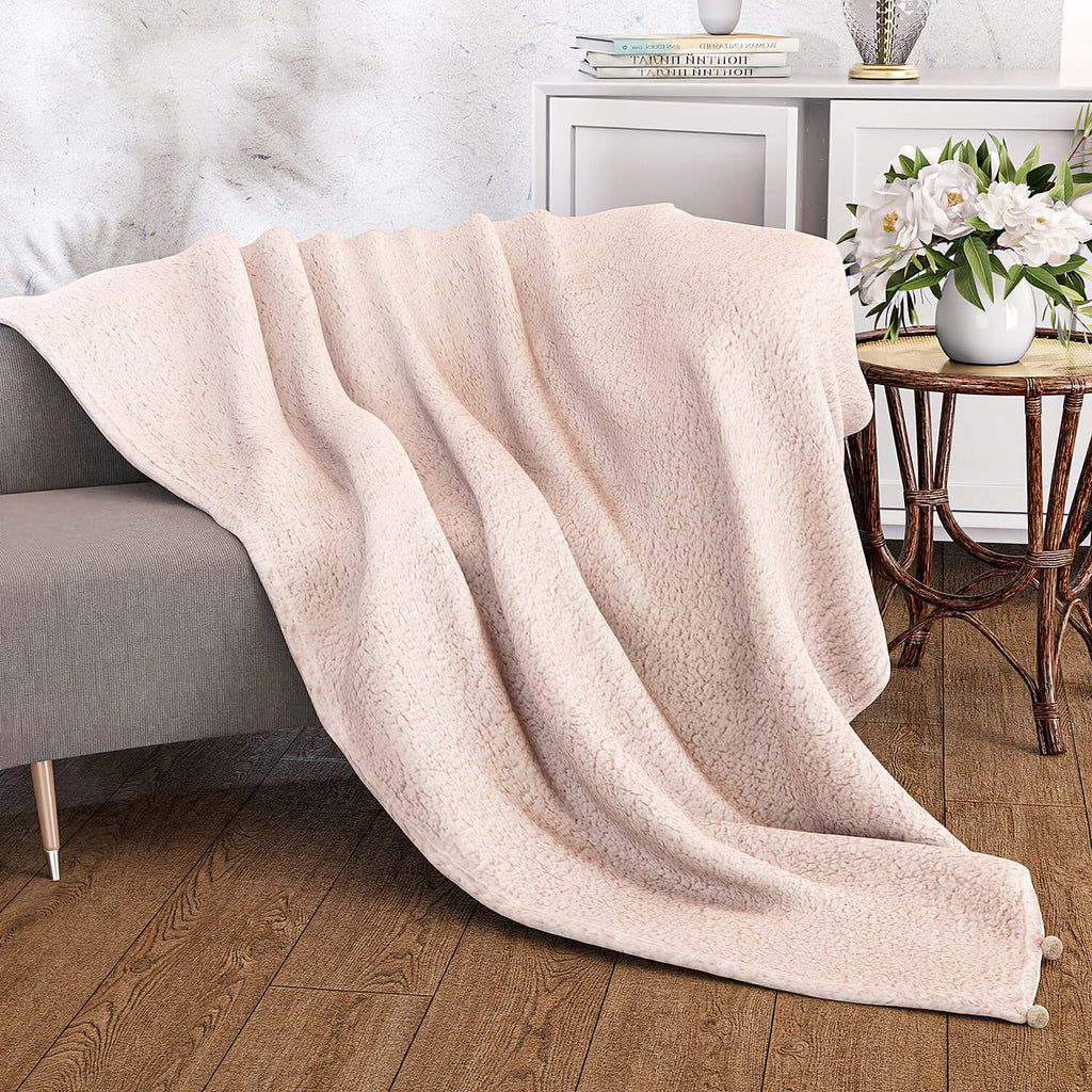 LUXURY DELUX Soft Sherpa Blanket  - Pink