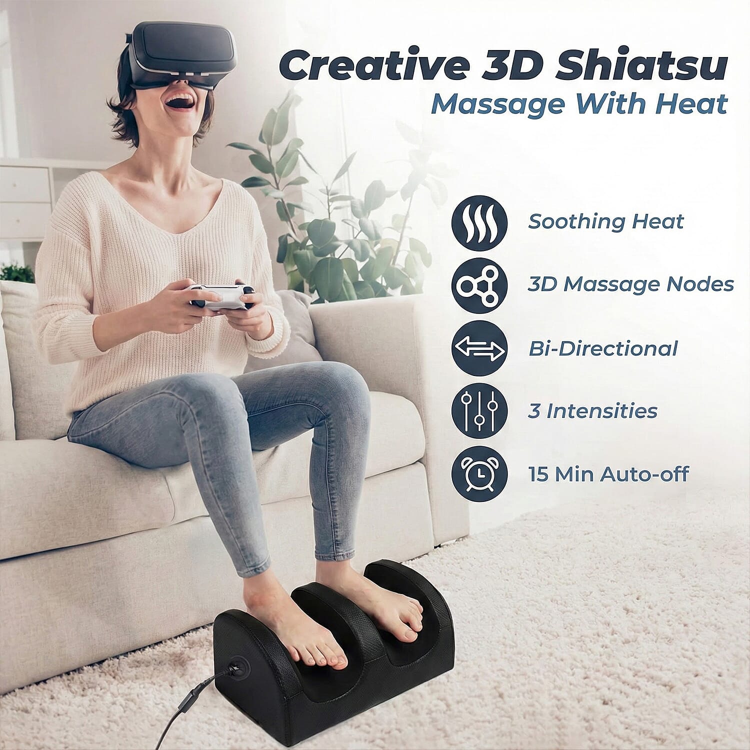 Shiatsu Foot - Calf Massager with Heat - Massage Roller - Black