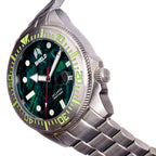 Shield Atlantis Automatic Movt. 20ATM Water Resistance Black Dial Mens Watch with Silver Colour Stainless Steel Strap