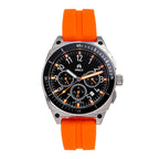 SHIELD Sonar Quartz Movt. Black Dial Silver Crown 20 ATM WR Mens Watch with Orange Rubber Strap