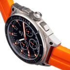 SHIELD Sonar Quartz Movt. Black Dial Silver Crown 20 ATM WR Mens Watch with Orange Rubber Strap