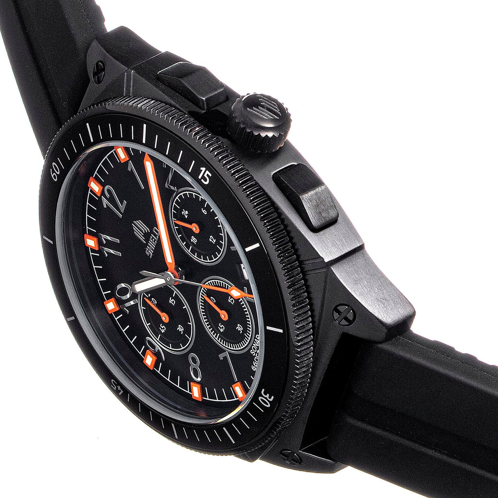 SHIELD Sonar Quartz Movt. Black Dial - Crown 20 ATM WR Mens Watch with Black Strap