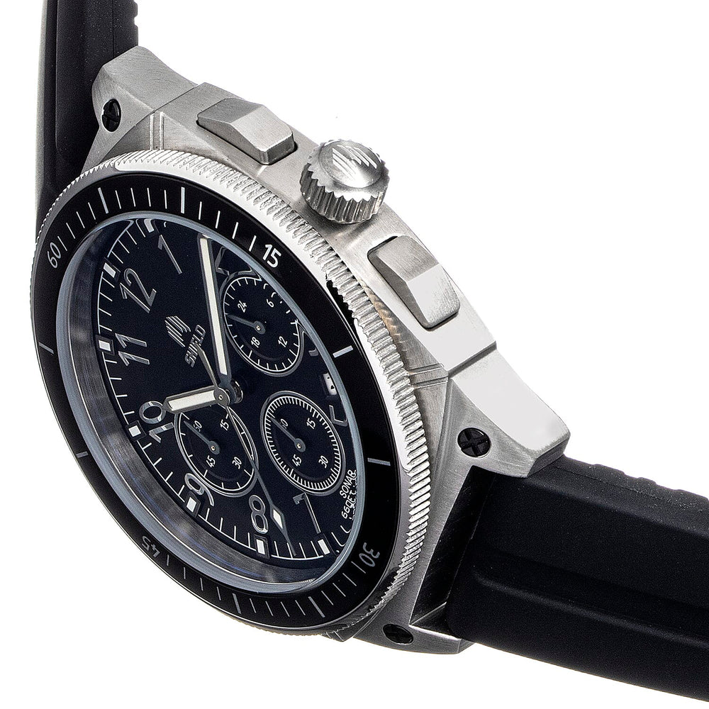 Shield Sonar Quartz Movt. 20ATM Water Resistance Black Dial Mens Watch with Black Strap