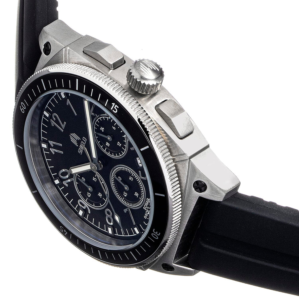 Shield Sonar Quartz Movt. 20ATM Water Resistance Black Dial Mens Watch with Black Strap