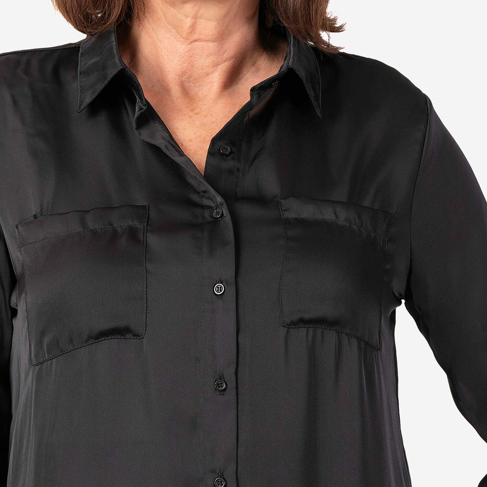 Womens Button Down Full Sleeve Shirt (Size 10) - Black