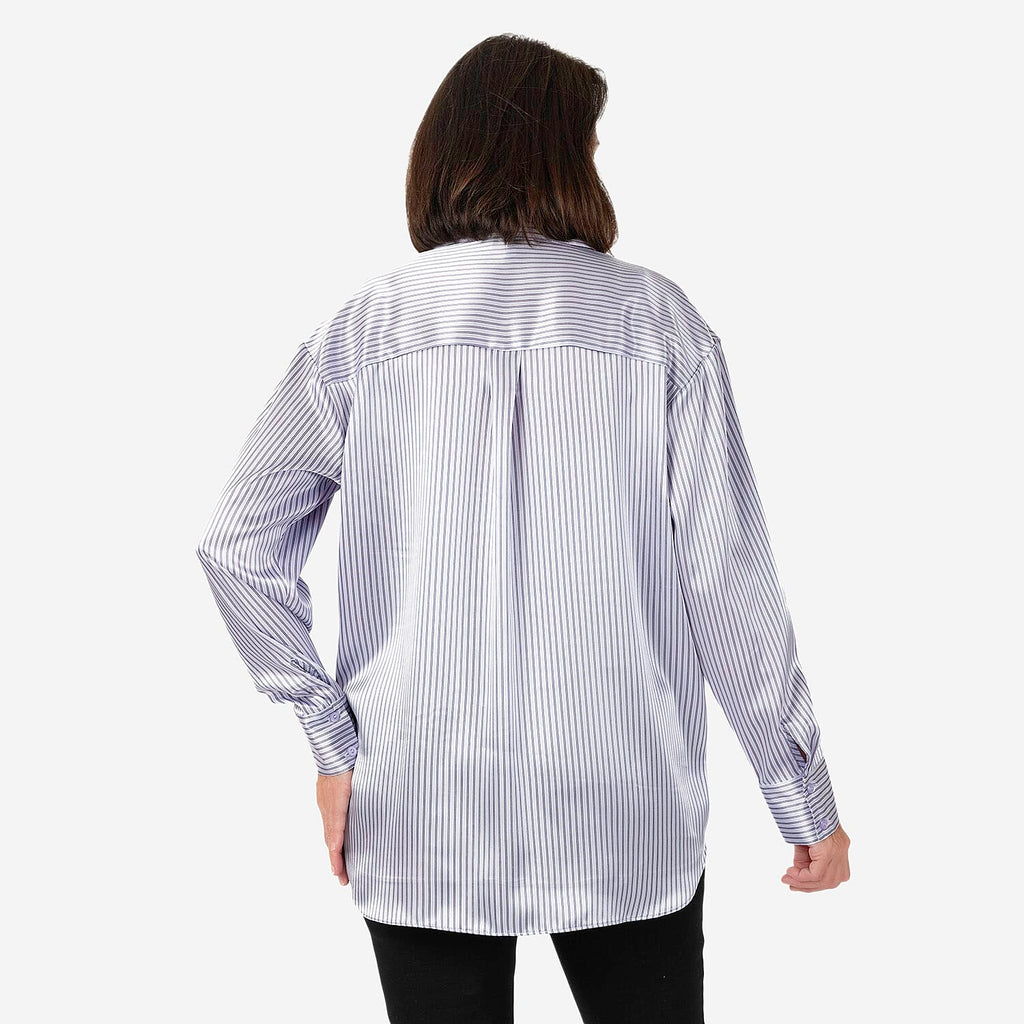 Emily satin stripe Shirt  - Lilac (Size - 12)
