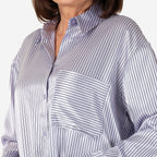 Emily satin stripe Shirt  - Lilac (Size - 12)