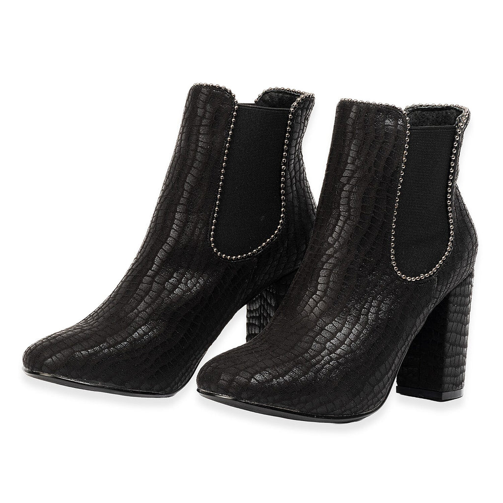 Shoe Clolate Womens Textured Block Heel Chelsea Boots (Size - 8.5)  - Black