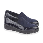 Shoetree Comfort Ladies Lightweight Twin Gusset Slip On Shoe with Diamonte (Size 3) - Navy