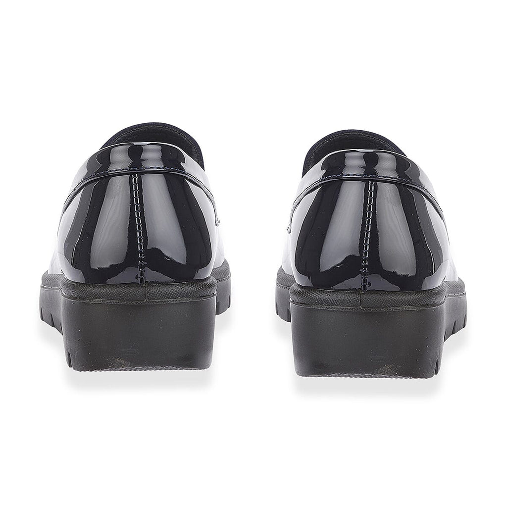 Shoetree Comfort Ladies Lightweight Twin Gusset Slip On Shoe with Diamonte (Size 4) - Navy