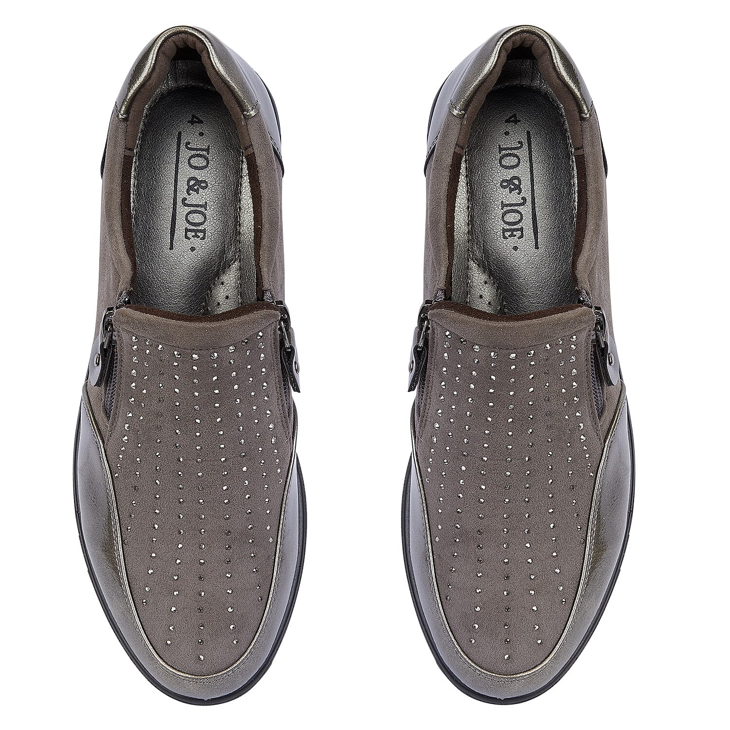 Shoertee Jessica Metallic Cap Toe Wedge Slip-On Shoes (Size 4) - Pewter