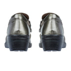 Shoertee Jessica Metallic Cap Toe Wedge Slip-On Shoes (Size 4) - Pewter