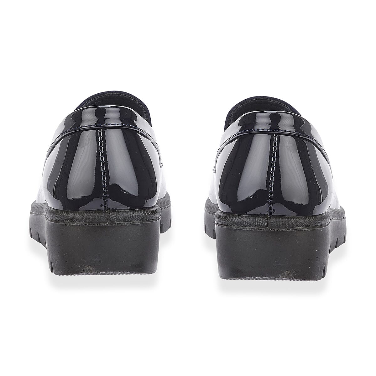 Shoetree Comfort Ladies Lightweight Twin Gusset Slip On Shoe with Diamonte (Size 5) - Navy