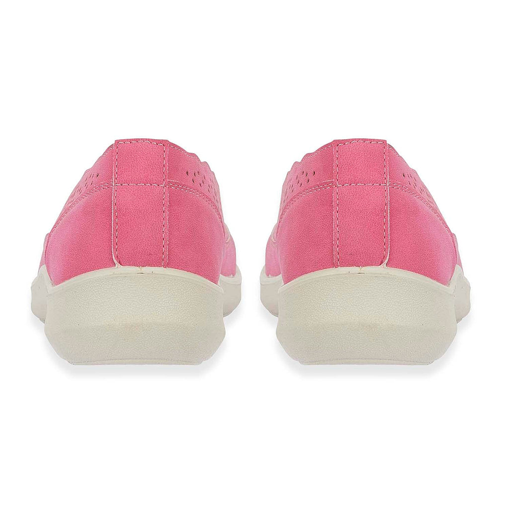 Shoetree Comfort Vienna Ladies Lightweight Slip-On Casual Pump With Decorative Cutouts (Size 5) - Hot Pink