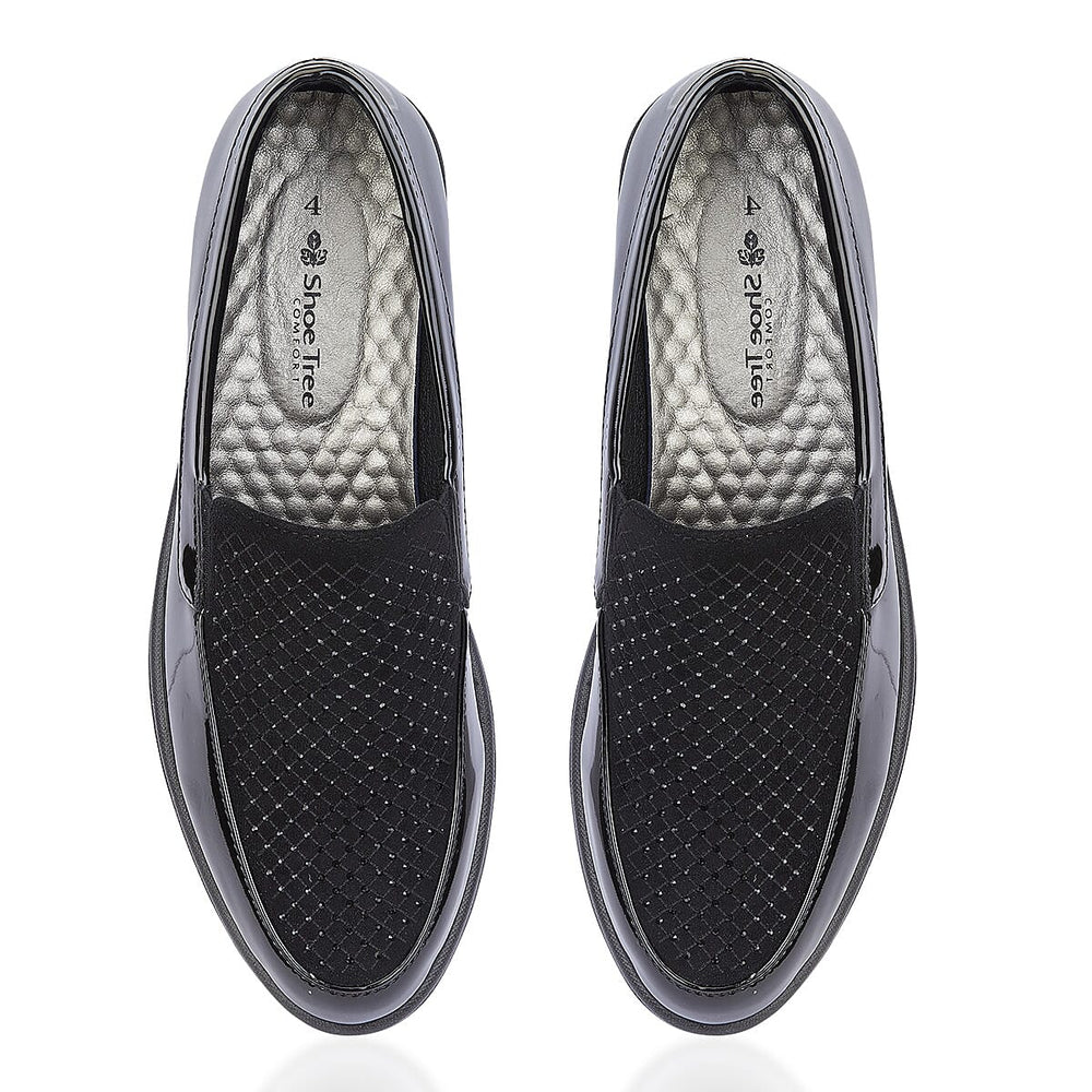 Shoetree Comfort Ladies Lightweight Twin Gusset Slip On Shoe with Diamonte (Size 6) - Black