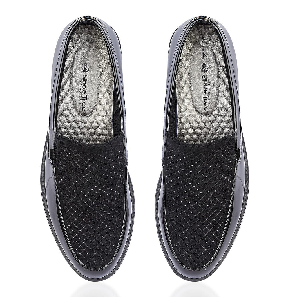 Shoetree Comfort Ladies Lightweight Twin Gusset Slip On Shoe with Diamonte (Size 7) - Black