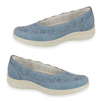 Shoetree Comfort Vienna Ladies Lightweight Slip-On Casual Pump With Decorative Cutouts (Size 7) - French Blue