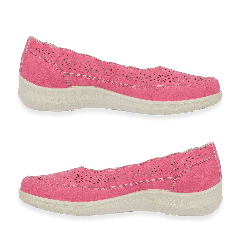 Shoetree Comfort Vienna Ladies Lightweight Slip-On Casual Pump With Decorative Cutouts (Size 7) - Hot Pink