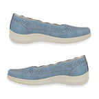 Shoetree Comfort Vienna Ladies Lightweight Slip-On Casual Pump With Decorative Cutouts (Size 8) - French Blue