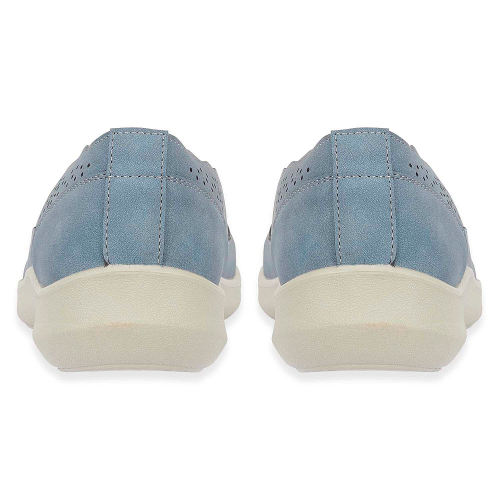 Shoetree Comfort Vienna Ladies Lightweight Slip-On Casual Pump With Decorative Cutouts (Size 8) - French Blue
