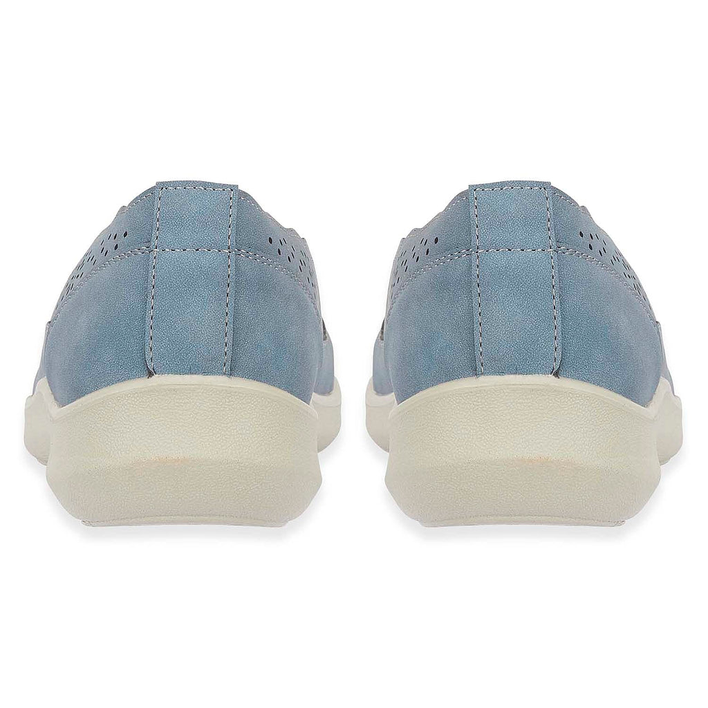 Shoetree Comfort Vienna Ladies Lightweight Slip-On Casual Pump With Decorative Cutouts (Size 8) - French Blue