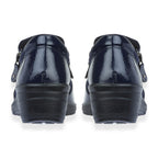 Shoertee Jessica Metallic Cap Toe Wedge Slip-On Shoes (Size 8) - Navy