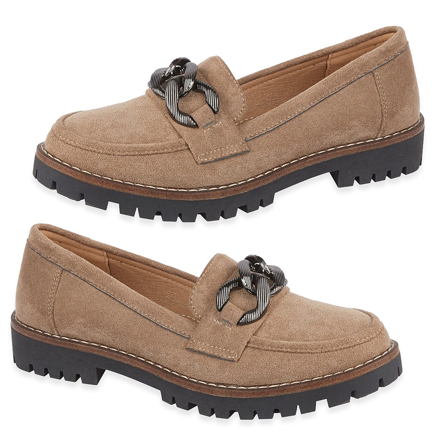 Emma Ladies Adeline Chain Trim Loafer Shoe (Size 7) - Mink MF