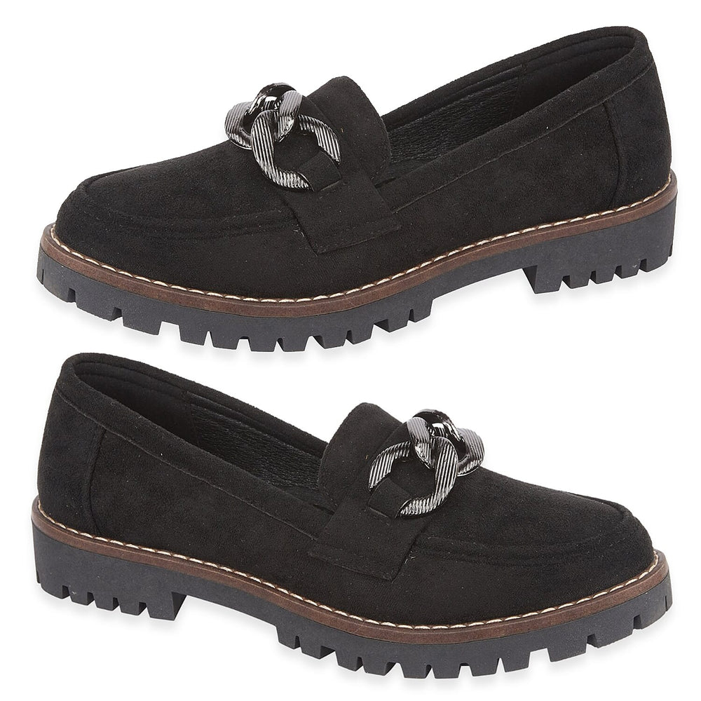 Emma Ladies Adeline Chain Trim Loafer Shoe (Size 8) - Black