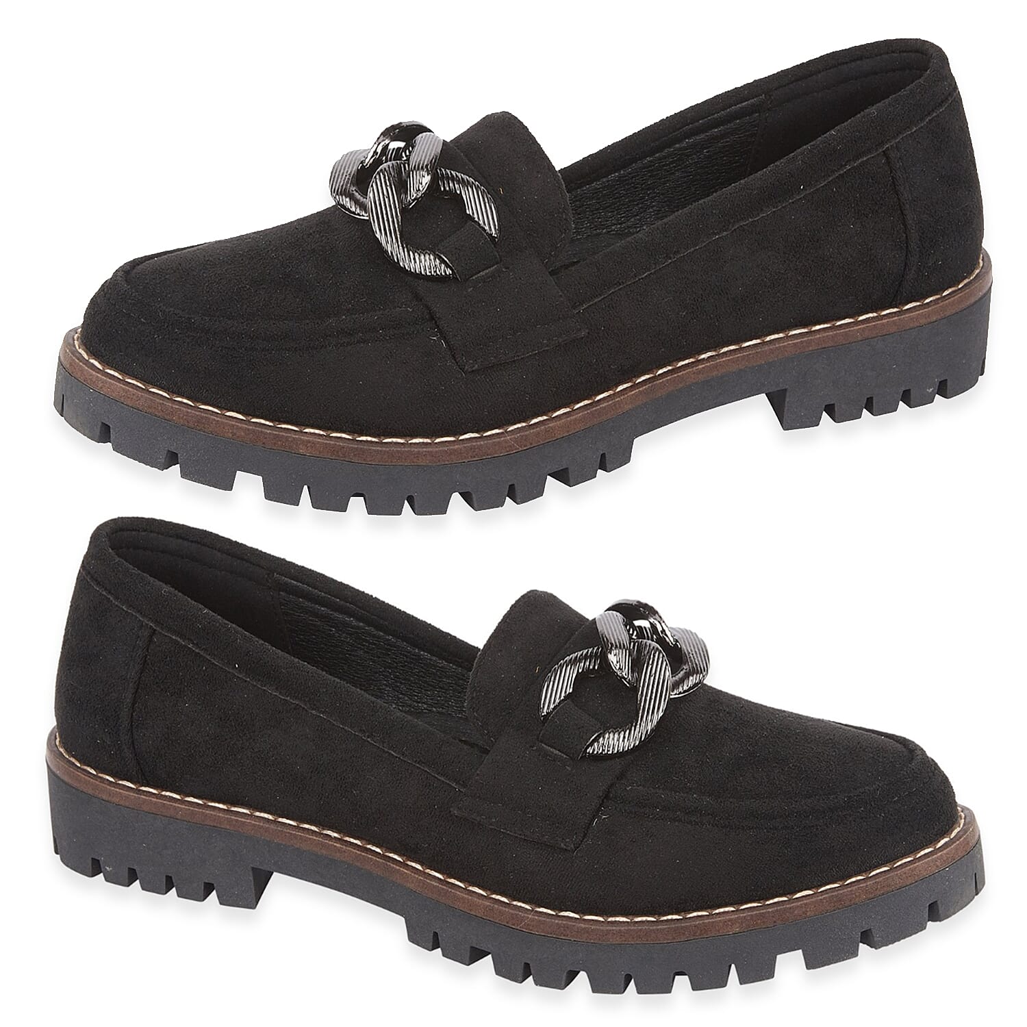 Emma Ladies Adeline Chain Trim Loafer Shoe (Size 8) - Black