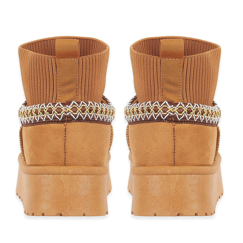 Shoes by Emma Ladies Ankle Boot with Knitted Cuff (Size - 4) - Tan