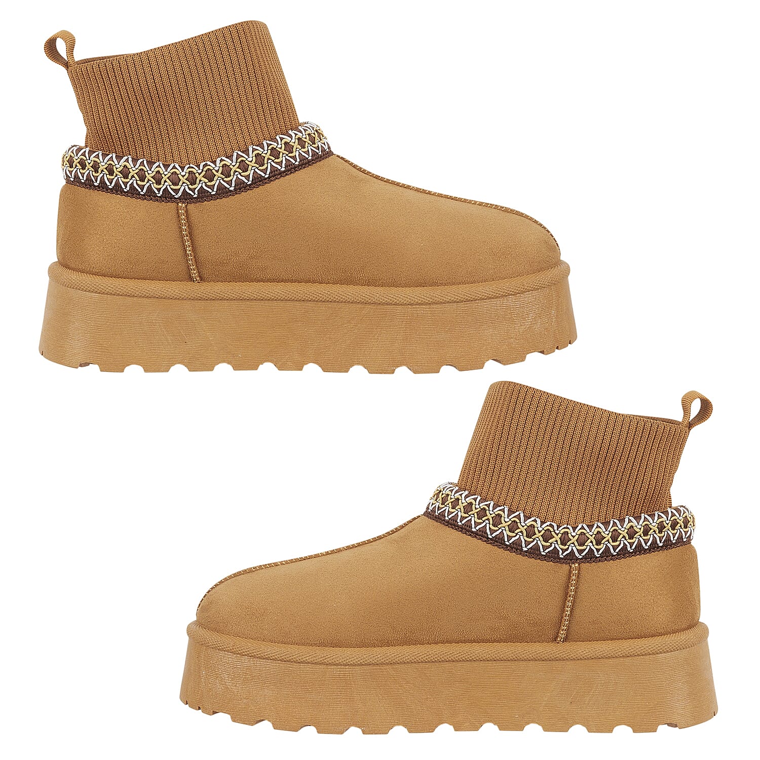 Shoes by Emma Ladies Ankle Boot with Knitted Cuff (Size - 4) - Tan