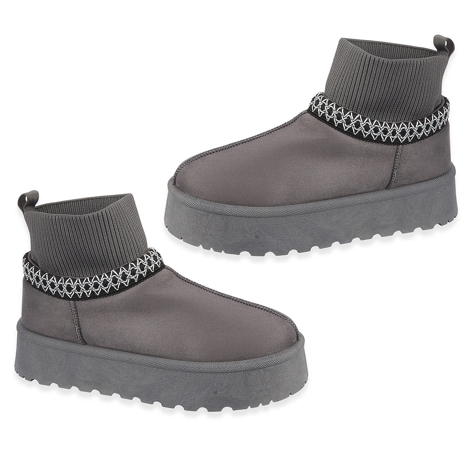 Shoes by Emma Ladies Ankle Boot with Knitted Cuff (Size - 6) - Grey