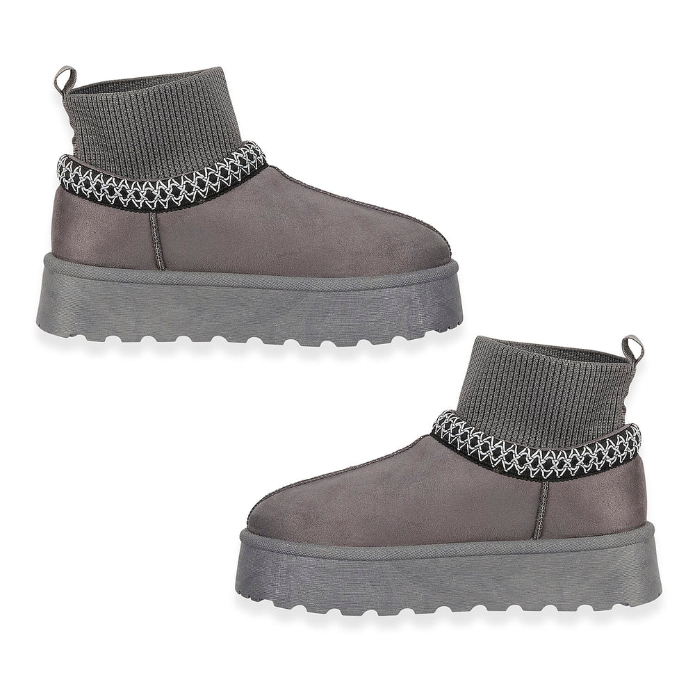 Shoes by Emma Ladies Ankle Boot with Knitted Cuff (Size - 6) - Grey