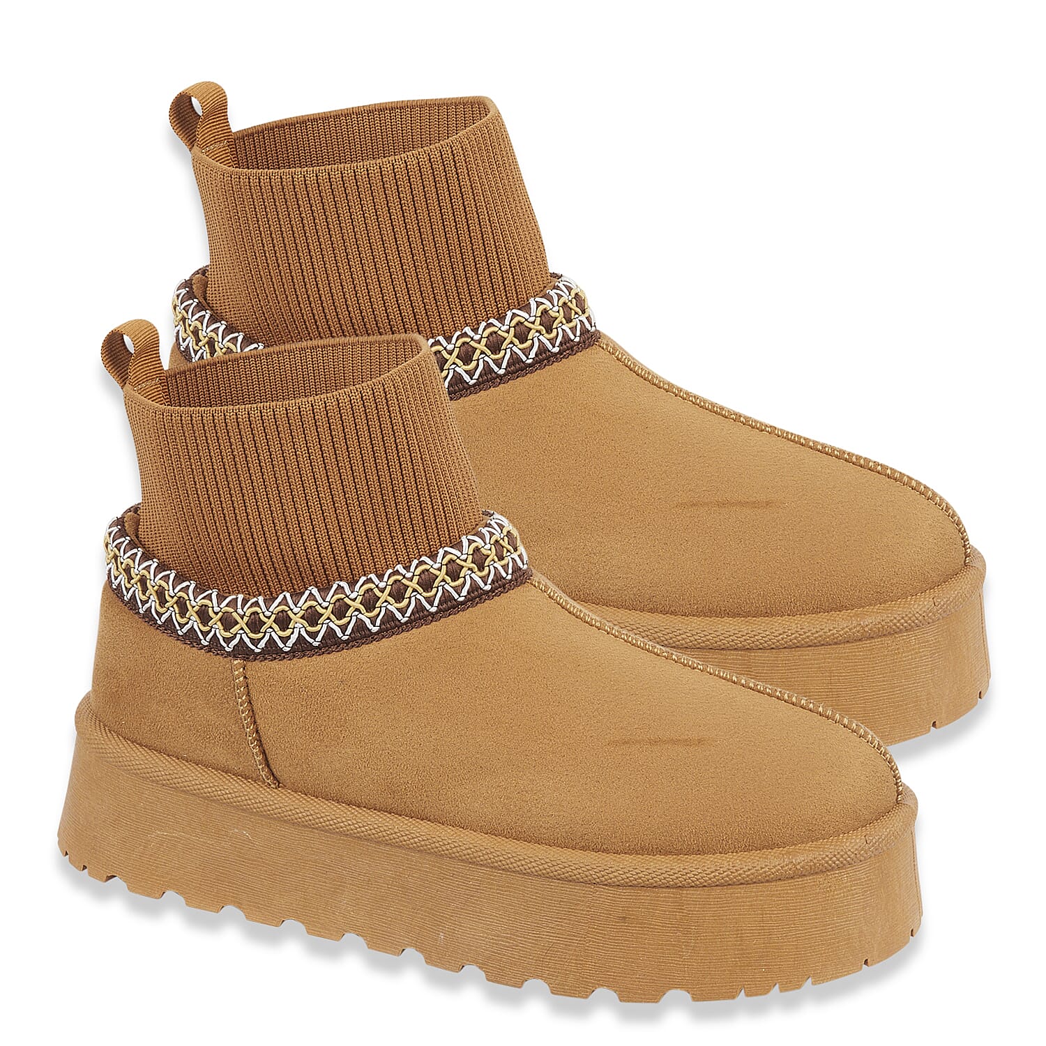 Shoes by Emma Ladies Ankle Boot with Knitted Cuff (Size - 6) - Tan