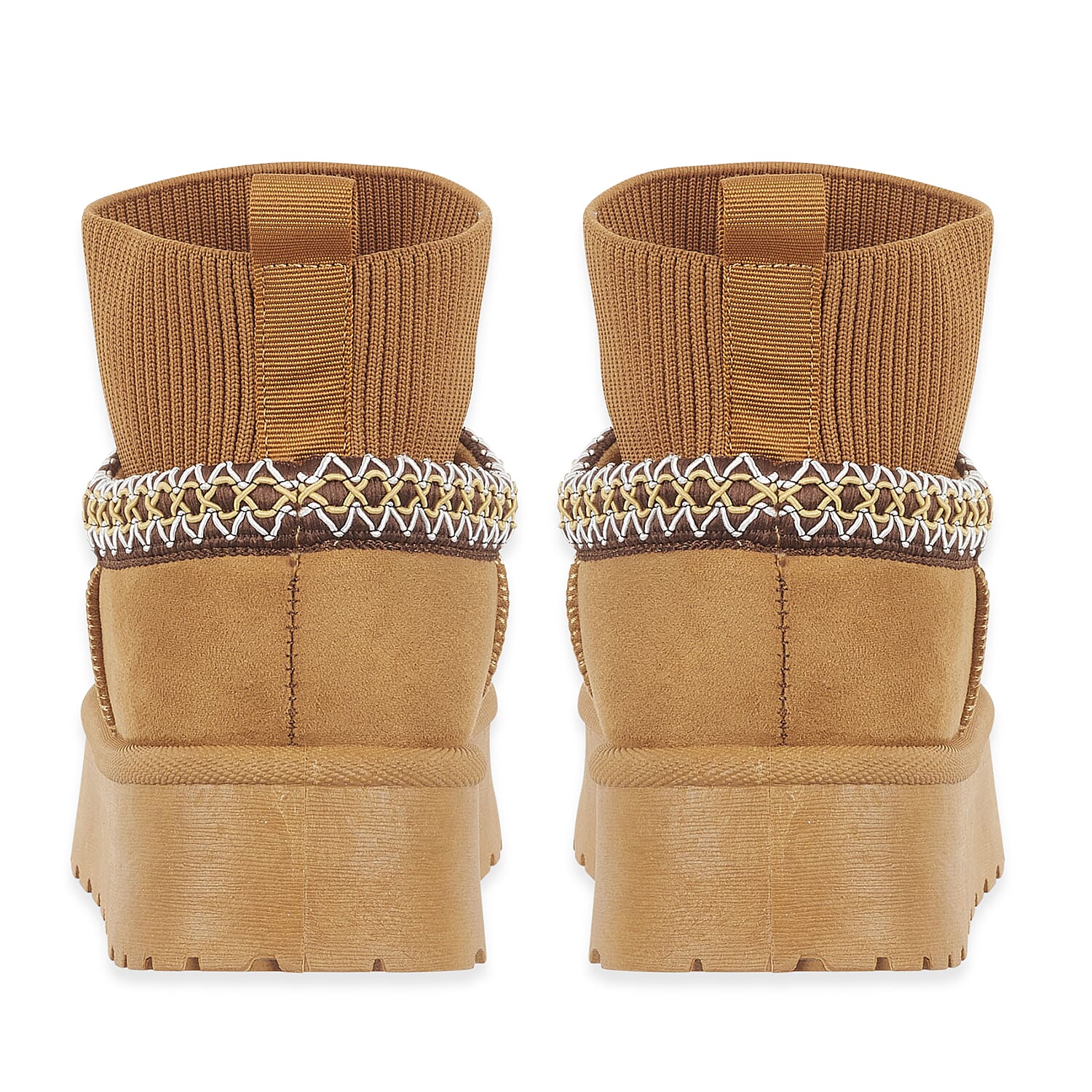 Shoes by Emma Ladies Ankle Boot with Knitted Cuff (Size - 6) - Tan