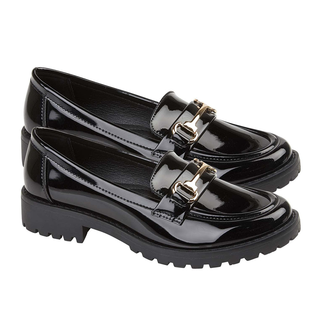 Emma Ladies Godiva Slip on Loafer Shoes (Size 7) - Black Patent