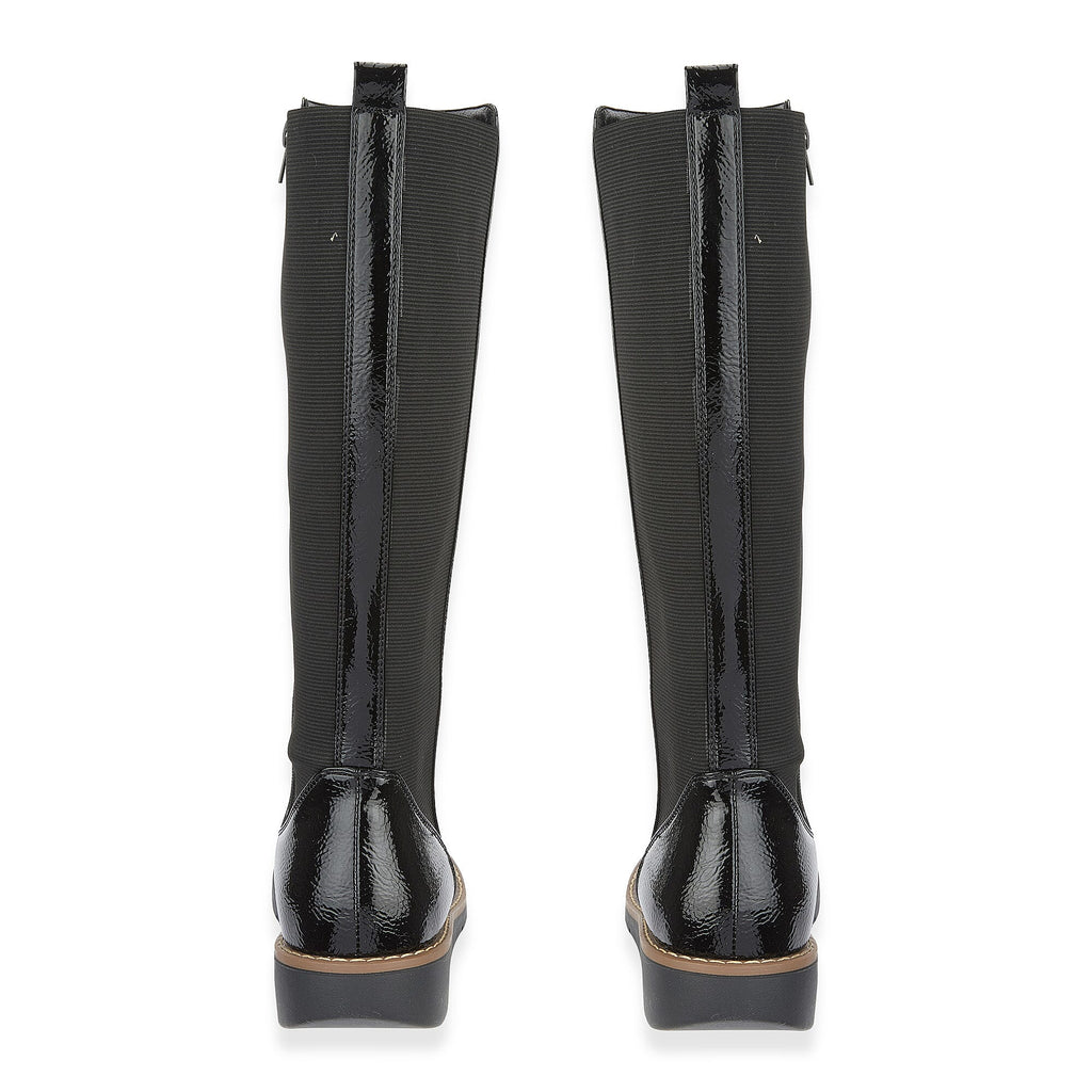 Emma Lisa Patent Long Leg Boots (Size 7) - Black