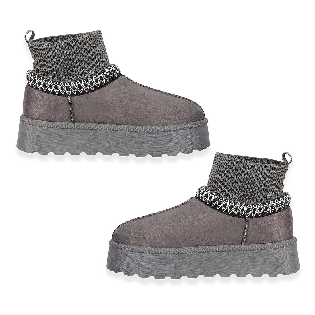 Shoes by Emma Ladies Ankle Boot with Knitted Cuff (Size - 7) - Grey