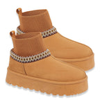 Shoes by Emma Ladies Ankle Boot with Knitted Cuff (Size - 8) - Tan