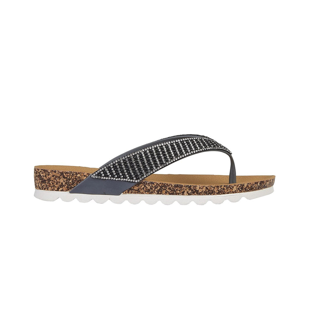 Shoes by Emma SUNSET Ladies Beaded Strap Detail Round Toe Sandal (Size 4) - Smoke